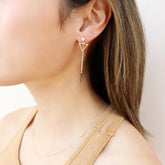 14K gold rose gold earrings tiffany circle and triangle drop women's earring Gift for Women. Gift For Mom. Gift For Girlfriend